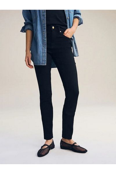 DELDNM Denim Women's Jean Black Lycra Skinny Leg Trousers