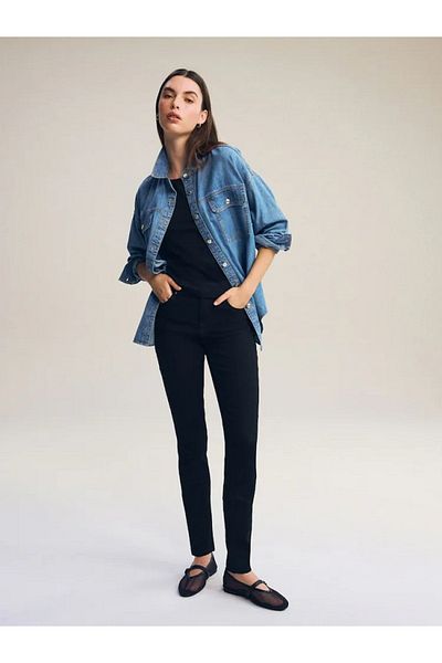 DELDNM Denim Women's Jean Black Lycra Skinny Leg Trousers