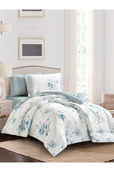 Donetella طقم لحاف مطبوع رقميًا مكون من 4 قطع - مقاس توأم 170 × 230 سم، طقم فراش من الألياف الدقيقة الناعمة.