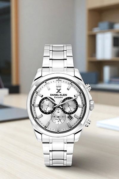 Daniel Klein Men's Wrist Watch Exclusive Steel Band with Bracelet Gift Silver-White Zmdk1192