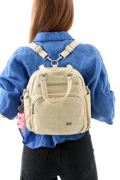 Baginn Y.S.Leather Women's Backpack 25*23 cm Vegan Leather Whether Back or Shoulder Lighted Charm Cross Bag