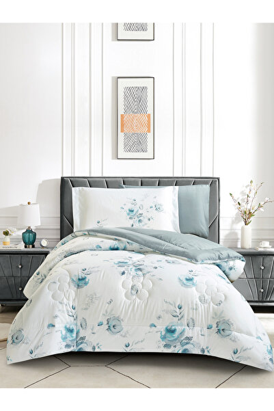 Donetella طقم لحاف مطبوع رقميًا مكون من 4 قطع - مقاس توأم 170 × 230 سم، طقم فراش من الألياف الدقيقة الناعمة.