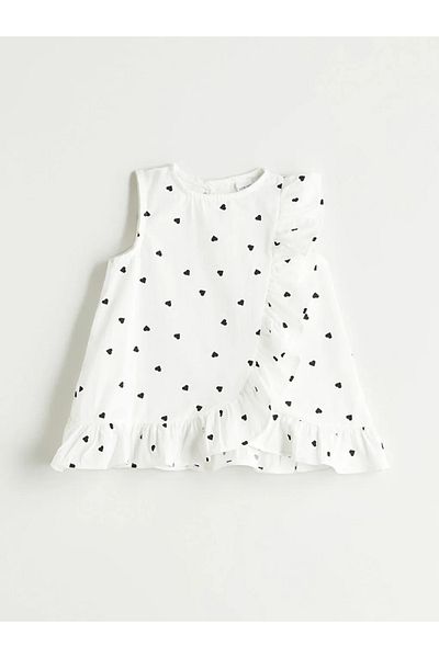 LC Waikiki Lcw Baby Ecru Crew Neck Printed Baby Girl Blouse and Leggings 2-Pack