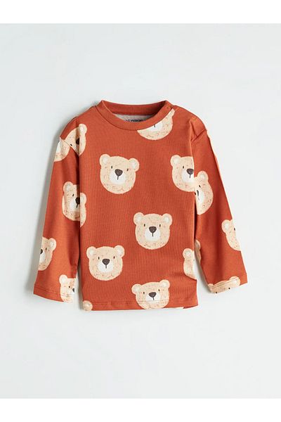 LC Waikiki Lcw Baby Brown Printed Baby Boy T-Shirt and Pants 2-Pack
