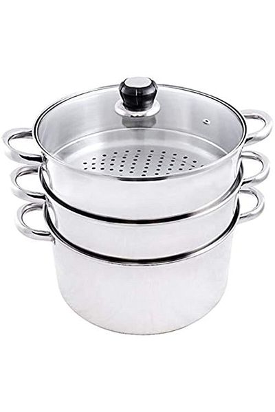 Wilson Stainless Steel 3-Tier Steamer Capsule Bottom With Glass Lid 26cm