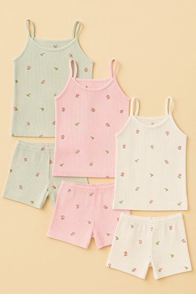 mini kanka Girls' 2-11 Years Old 6 Pieces Boxer-Singlet Underwear Set 3 Boxer...