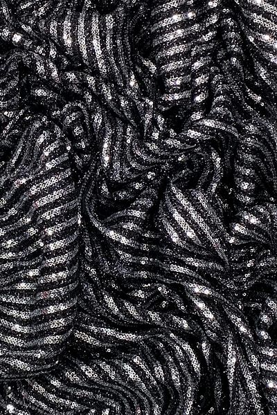 PRATİKOBA Bearded Striped Sequin Fabric Sequin Sequin Fabric Evening Dress Engagement Wedding Black