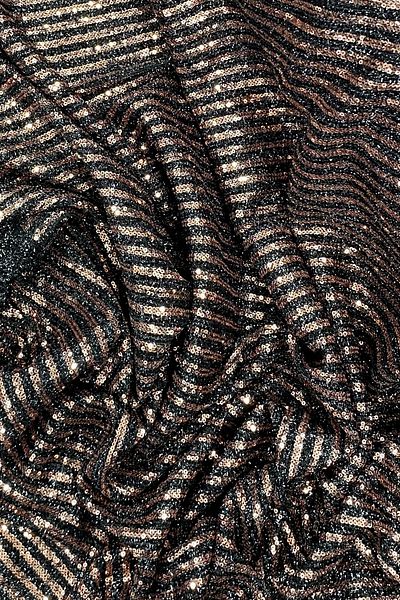 PRATİKOBA Bearded Striped Sequin Fabric Sequin Sequin Fabric Evening Dress Engagement Wedding Black Copper