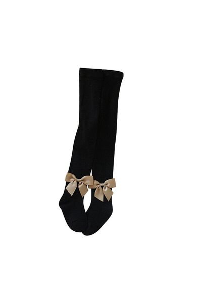 Mixbo Long Tights for Girls Mixbo, with Bows and Pattern, Cotton, 0-1 years Black