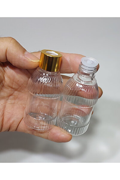 Sampex 50 Adet 50 ml Boş tıpalı pet Şişe gold yüzüklü Kapak Kolonya Sıvı Deze...