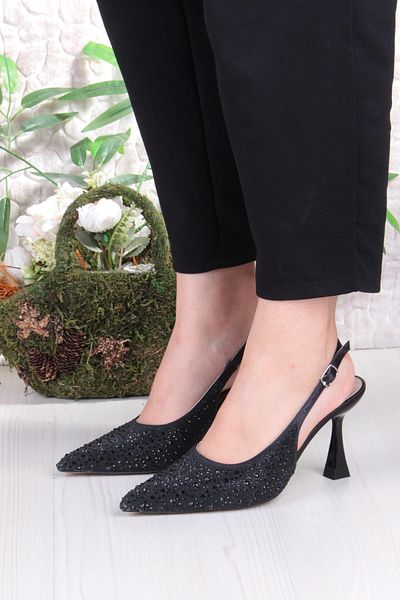 fort 042-363 Fls Stone Printed Closed Front Open Back Heeled Women's Shoes