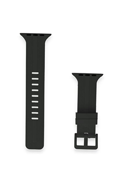 CepteToptan Myt09 Apple Watch 38mm Kr408 Striped Silicone Band - Black