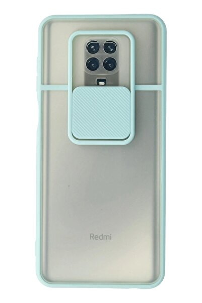 CepteToptan Myt09 Xiaomi Redmi Note 9 Pro Case Palm Frosted Camera Sliding Silicone - Turquoise