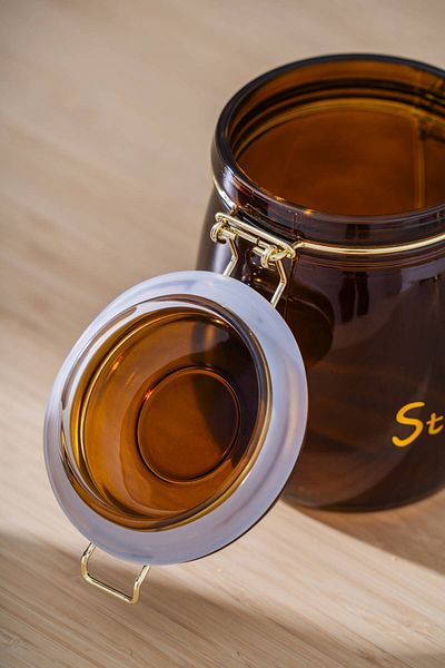 ACAR 7940 Storage Jar with Metal Clip 14 cm - Amber