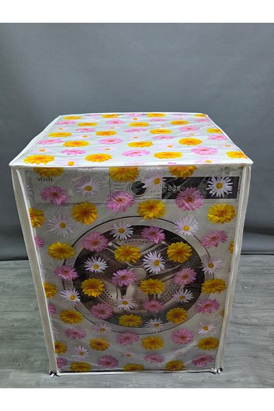 Başak Ev Tekstili Transparent Pvc Washing and Dryer Cover – Floral Pattern, Waterproof