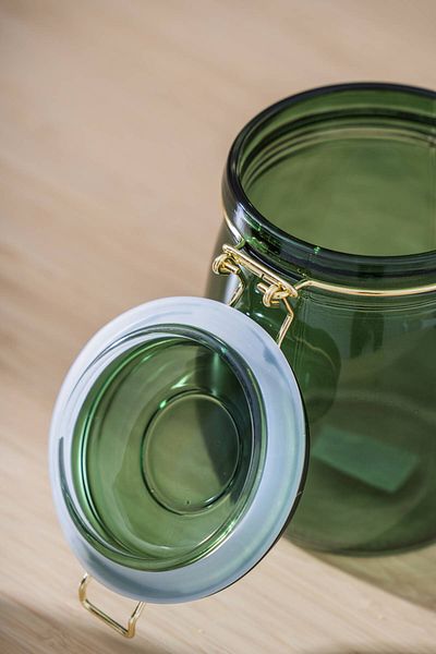 ACAR 7940 Pierre Metal Clip Storage Jar 14 cm - Dark Green