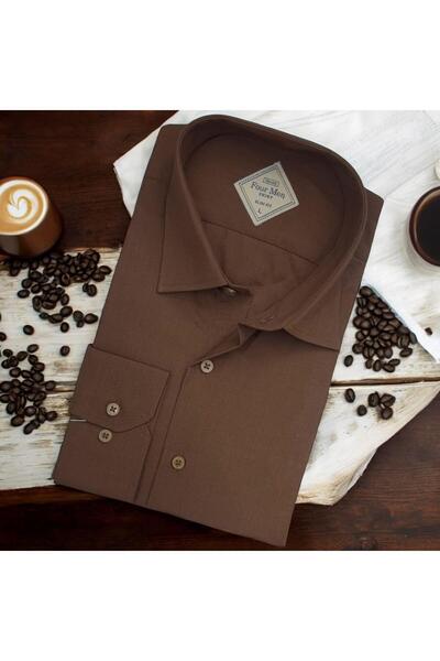 EREN STYLE Κλασικό λινό 100% βαμβακερό μακρυμάνικο πουκάμισο με μονή τσέπη κα...