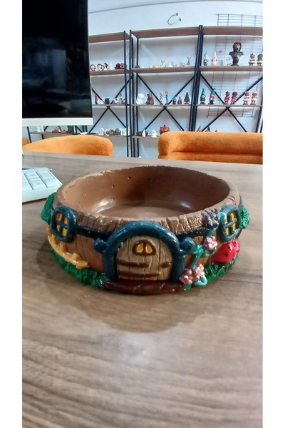 El boyaması dekoratif Saksı çapı 17cm kahverengi