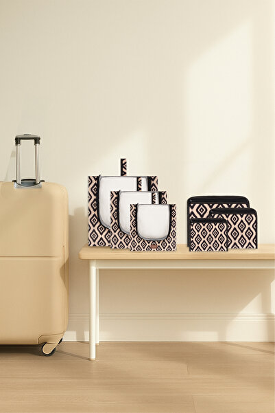 woodhub 6'lı Bej Valiz İçi Organizer Seti, Seyahatleriniz İçin Pratik ve Şık ...