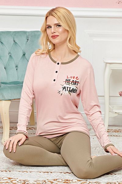 PRATİKOBA Long Sleeve Pajama Set Model no 7607