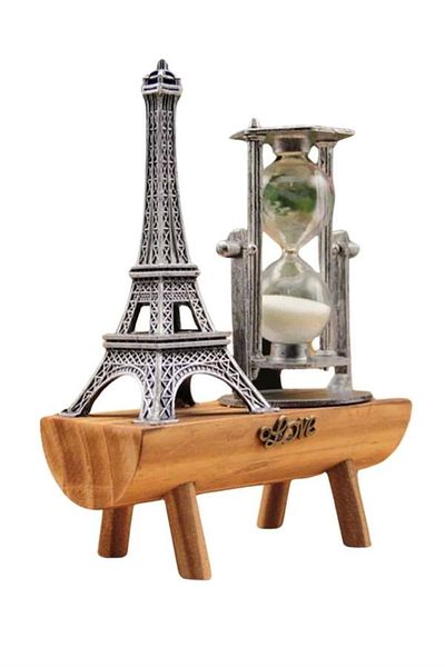 Kanonik Education Eiffel Tower Design Hourglass Crystallized Hourglass Decorative Wood Look