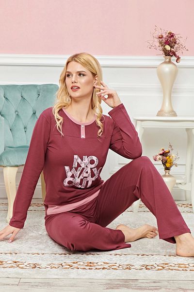 PRATİKOBA Long Sleeve Pajama Set Model no 7609