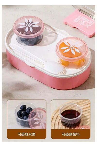 Generic Lunch box with fork spoon attachments and sauce containers