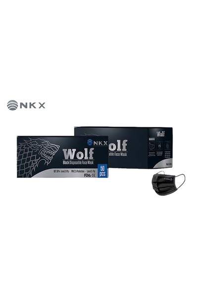 Raffine عبوة من 50 قناع وجه أسود للاستخدام مرة واحدة من المستوى 3 طبقات للبالغين