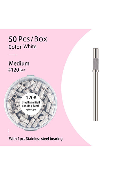 Choice10 مجموعة أدوات صنفرة صغيرة White120-50-B، 50 قطعة، مقاس 3.1 مم، مع عمو...