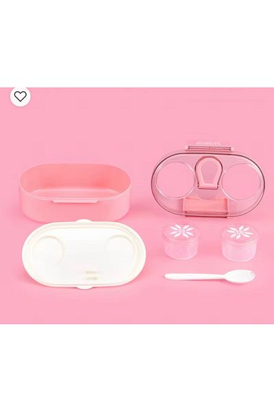 Generic Lunch box with fork spoon attachments and sauce containers