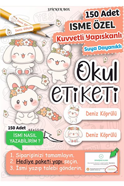 Think And Print Okul Etiketi Kalem Defter Etiketi Özel Isim Yazılabilen Etike...