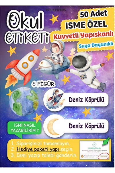 Think And Print Okul Etiketi Kalem Defter Etiketi Özel Isim Yazılabilen Etike...