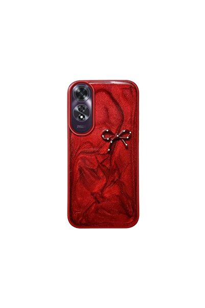 Pro Aksesuar Oppo A60 Compatible Case Zebana Bowknot Silicone Case Red