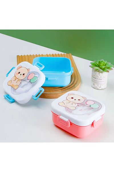 Generic Lunch box with spoon and fork accessories in a cute design
