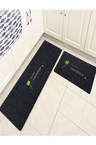 Raffine 2 Pieces Multipurpose Modern Water Absorbent Anti-Slip Kitchen Floor Mats Home Decoration Mats 120x4