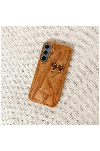 Pro Aksesuar Samsung Galaxy S23 Compatible Case Bowknot Silicone Case Brown