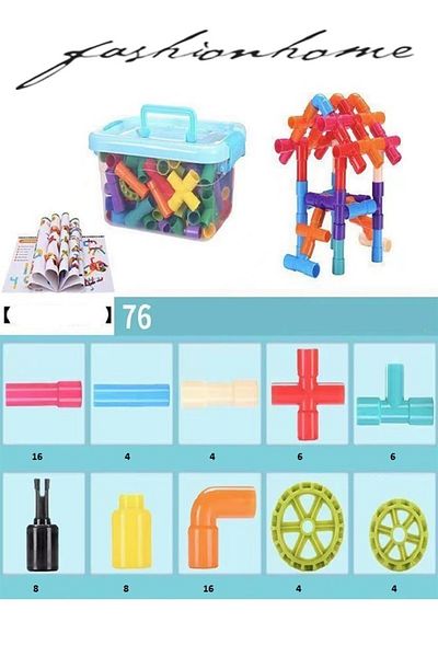 Raffine 76 Pieces Creative Children's Educational Toys Pipe Building Blocks