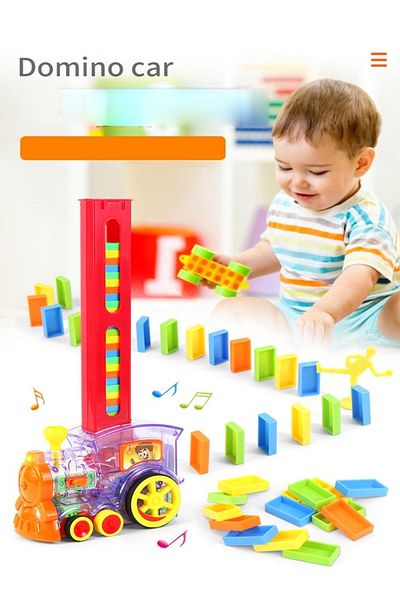 Raffine Electric Domino Train Game Set Fun and Colorful Train Blocks Toy Set Building and Stacking Toy for K