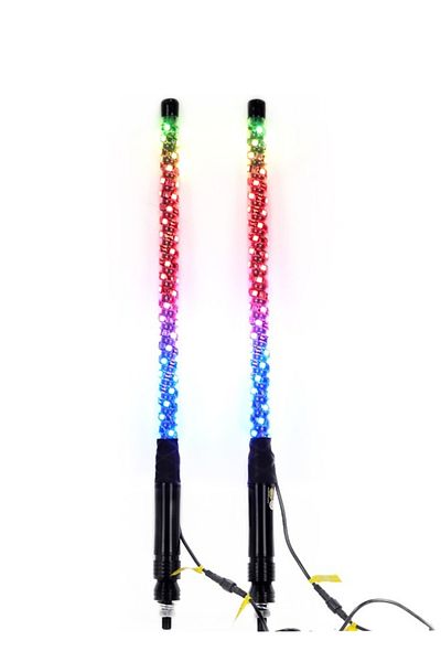 Raffine 1 Pair 150 cm Long 360° Spiral Whip Lights Multicolor and Modes RGB LED Lights Side By Side With Wi