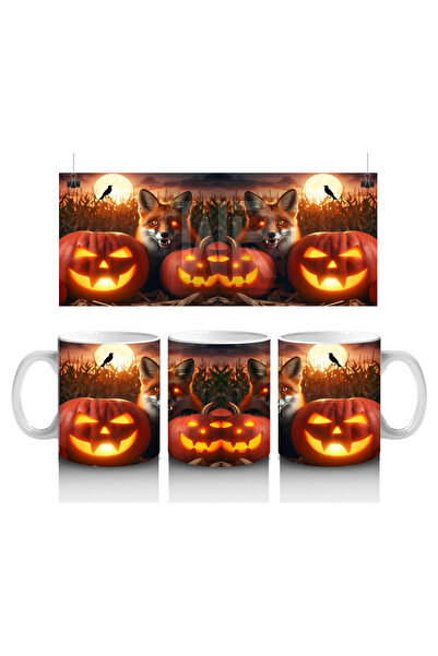 Luluyen كوب مطبوع عليه شبح الهالوين بدرجات دافئة مع شموع وشمندرات ملتهبة