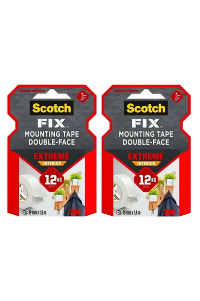 3M Scotch Fix Double-Face Extreme Interior Mounting Tape (19 mm x 1.8 m, Pack Of 2)