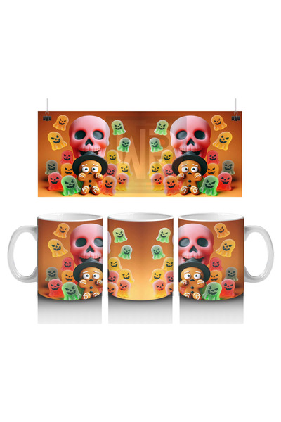 Luluyen كوب مطبوع عليه شخصية وحش لطيف مع سلة حلوى ملونة للهالوين