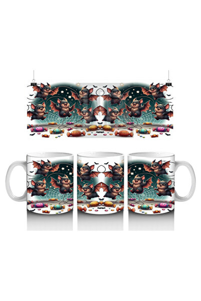 Luluyen كوب مطبوع عليه شخصية ساحرة تجمع الحلوى باللون الملون للهالوين