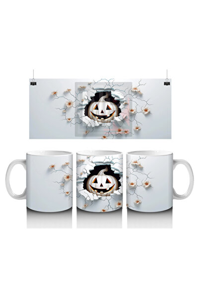 Luluyen قرع مبتسم خلف الجدار المكسور - كوب قهوة هدية