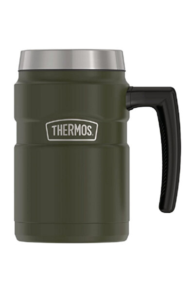 Thermos كوب قهوة معزول ومقاوم للتسرب مصنوع من الفولاذ المقاوم للصدأ - أخضر عس...