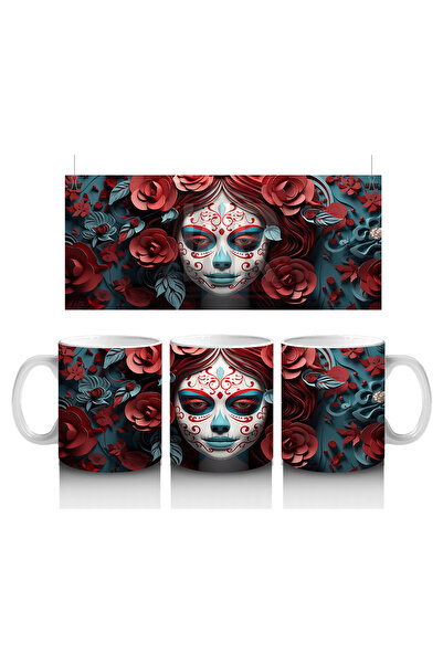 Luluyen قناع أزرق قوطي في إطار زهرة - كوب قهوة هدية