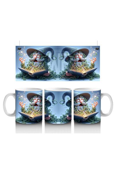 Luluyen كوب مطبوع عليه شكل فأر يقرأ كتاب السحر لعيد الهالوين