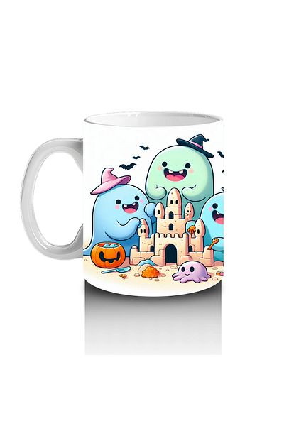 Luluyen Cute Ghosts and Treats Themed Colorful Halloween Printed Mug