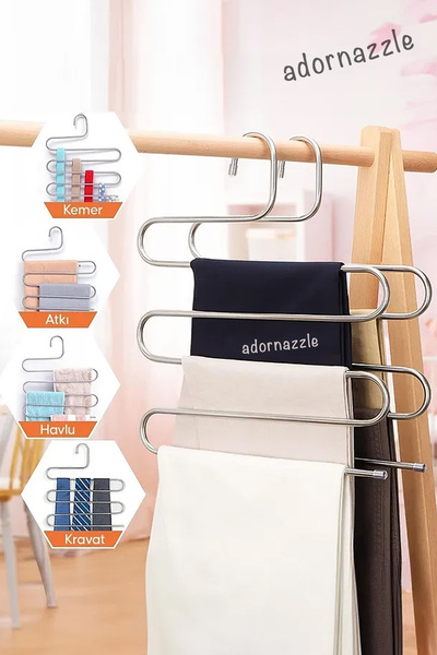adornazzle 5 Layers Metal Pants Hanger, Scarf Hanger, Closet Organizer Multifunctional Pants Hanger
