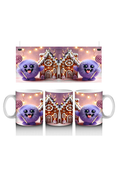 Luluyen كوب مطبوع عليه شكل منزل كوكيز مرعب مزين بالحلوى للهالوين